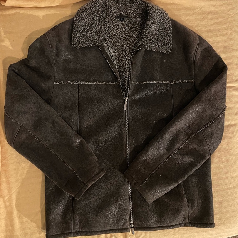 Y2K 100%  Lamb Shearling Jacket Sheepskin Men Large Made in Turkey Wool Leather